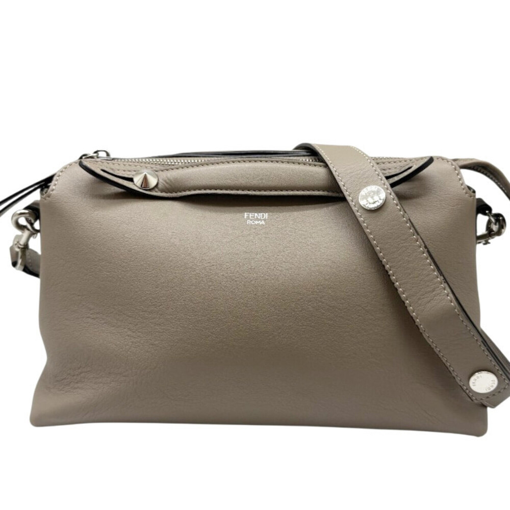 FENDI Gray Leather Shoulder Bag